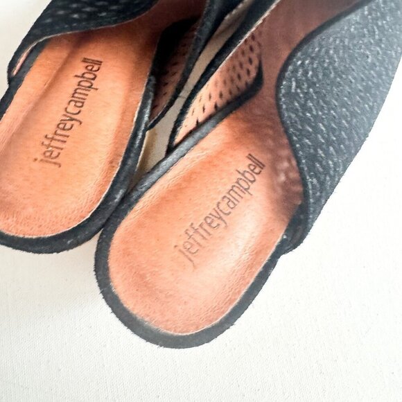 Jeffrey Campbell Black Suede Perforated Pointy Toe Slides 9 - Picture 6 of 9